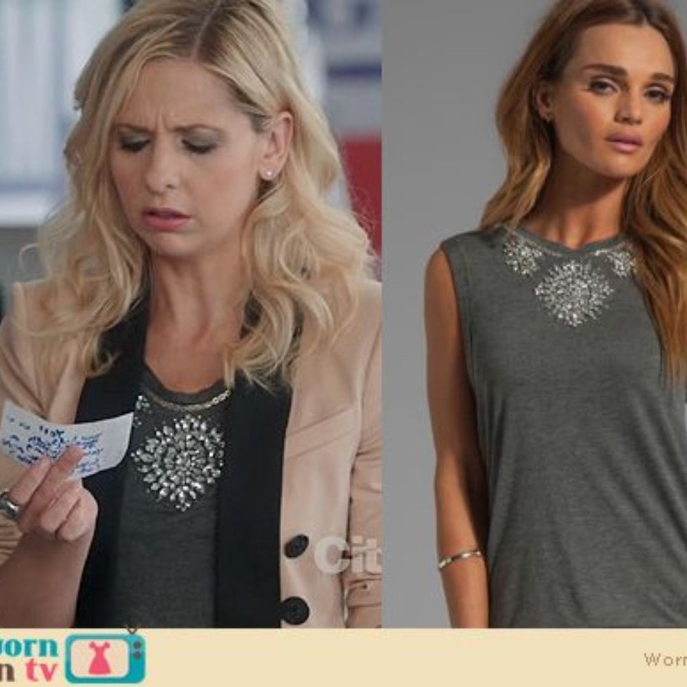 Haute Hippie Embellished Muscle Tee
